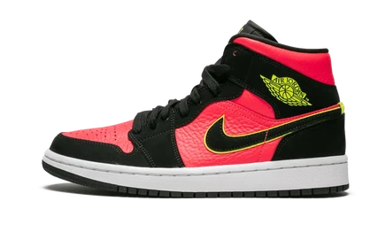 Женские кеды Jordan Air Jordan 1 Mid, розово-лаймовые