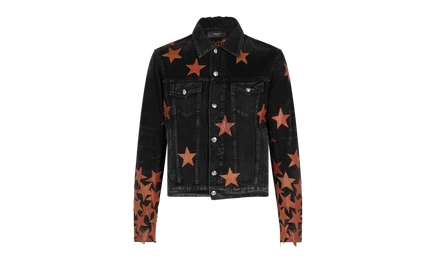 Джинсовая куртка Amiri Chemist Trucker, черно-оранжевая