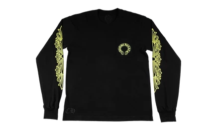 Мужской лонгслив Chrome Hearts CHRM1255, черный/неоново-зеленый