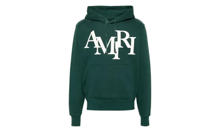 Мужское худи Amiri Staggered Logo, зелено-белое