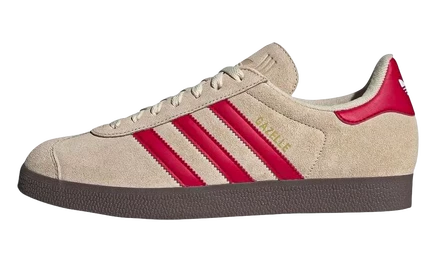 Мужские кеды Adidas Gazelle, бежево-красно-белые
