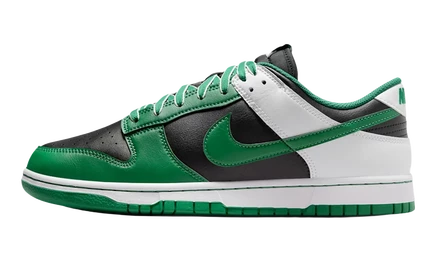 Мужские кроссовки Nike Dunk Low Retro, чёрно-бело-зелёные