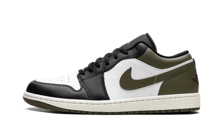 Кроссовки Jordan Air Jordan 1 Low, черно‑бело‑оливковые