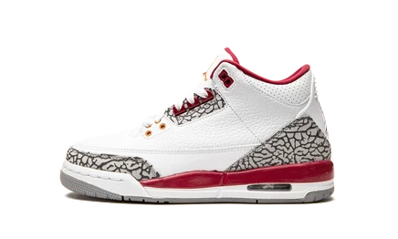 Детские кроссовки Jordan 3 GS «Cardinal», белые с красным