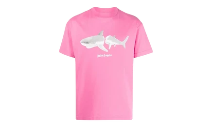 Мужская футболка Palm Angels Shark, фуксия с белым
