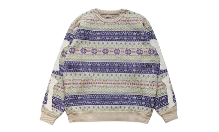 Унисекс свитер KAPITAL Fair Isle, хаки/фиолетовый/зеленый