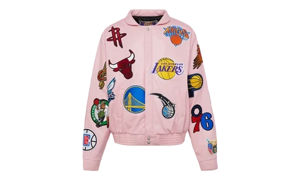 Куртка Jeff Hamilton NBA Collage из веганской кожи, розовая