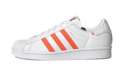 Женские кеды Adidas Superstar, бело-оранжевые