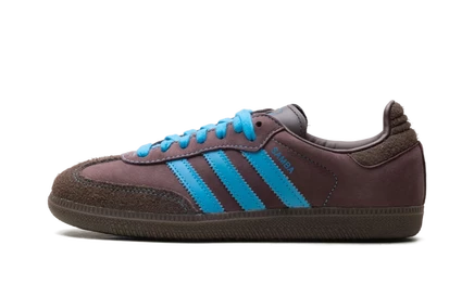 Женские кроссовки Adidas Samba OG, тёмно-коричневые/голубые