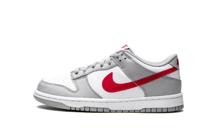 Детские кроссовки Nike Dunk Low DV7149, бело-серые с красным