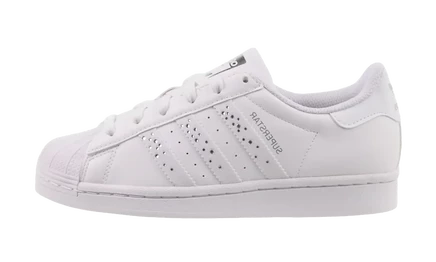 Детские кроссовки Adidas Superstar GS, белые с блеском