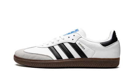 Кеды Adidas Samba Vegan H01877, белые с коричневой подошвой