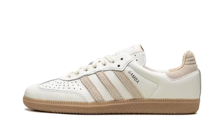 Кеды Adidas Samba OG IG1376 бело-бежевые с коричневой подошвой