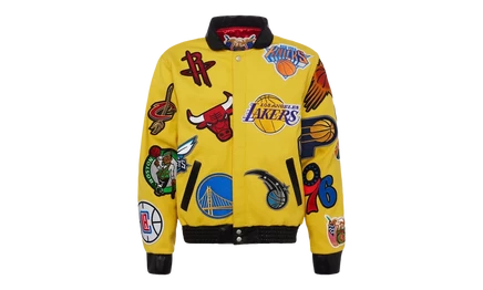 Куртка Jeff Hamilton NBA Collage из шерсти и кожи, желтая