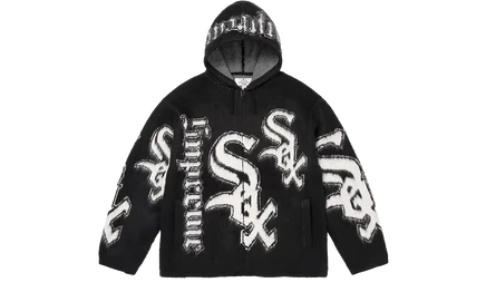 Унисекс толстовка Supreme Chicago White Sox FW25 на молнии с капюшоном, черная