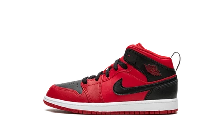 Детские кроссовки Jordan 1 Mid PS Reverse Bred, черно-красные