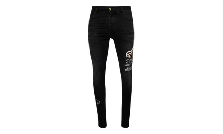 Мужские джинсы-скинни Amiri Dream Team, винтажный черный