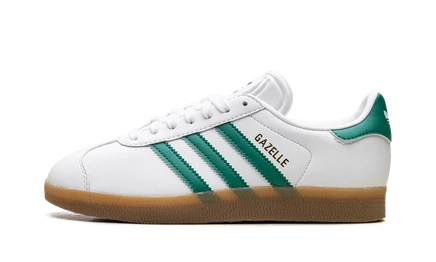 Кроссовки Adidas Gazelle, бело-зеленые с коричневой подошвой