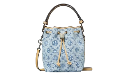 Мини-сумка Tory Burch T Monogram, голубая