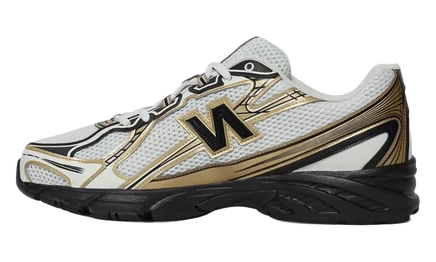 Кроссовки New Balance 740v2 U740GM2, светло-серые с черными и золотистыми акцентами