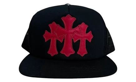 Унисекс кепка-тракер Chrome Hearts Triple Cross, черно-красная