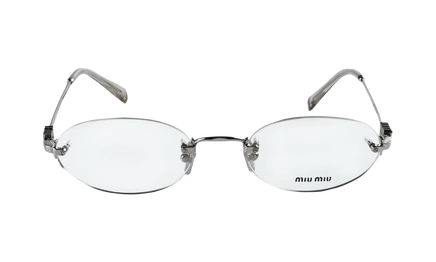 Женские безободковые очки Miu Miu 53WV, серебристые