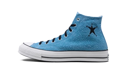 Кеды Converse Chuck 70 Stussy высокие замшевые, небесно-голубые