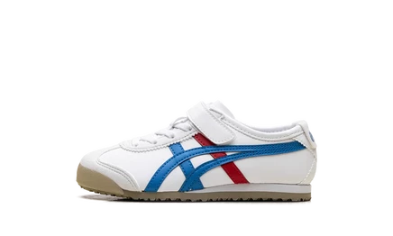 Детские кроссовки Onitsuka Tiger Mexico 66 PS, белые с синими и красными полосами