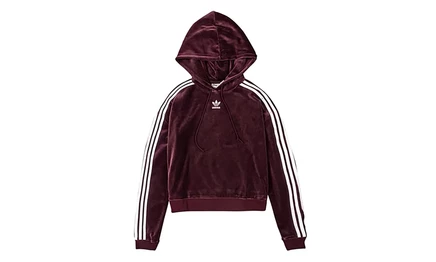 Укороченное худи Adidas Trefoil, бордово-белое