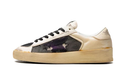 Кеды Golden Goose Stardan, верх из наппы и сетки, экрю/фиолетовый/черный