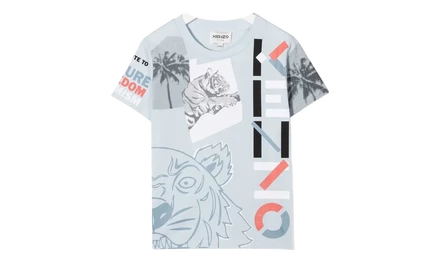Детская футболка Kenzo Tiger Print, голубая