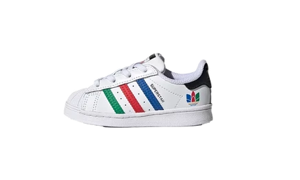 Кроссовки Adidas Superstar TD, белые с разноцветными полосами