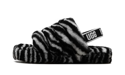 Детские сланцы UGG Fluff Yeah Slide GS с мехом, зебра