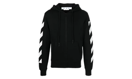 Мужское худи Off-White Diag Arrow на молнии, черно-белое