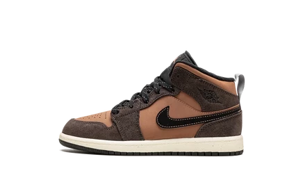 Детские кроссовки Jordan 1 Mid SE PS, темно-коричневые