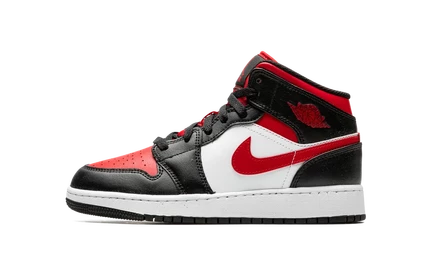 Подростковые кроссовки Jordan 1 Mid GS, красно-черные