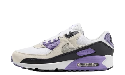 Кроссовки Nike Air Max 90, белые с аметистовым и серым