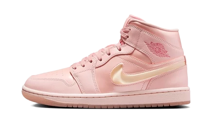 Женские кроссовки Jordan 1 Mid лакированные, розово-красные