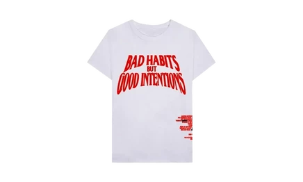 Футболка VLONE Nav Bad Habits but Good Intentions, белая