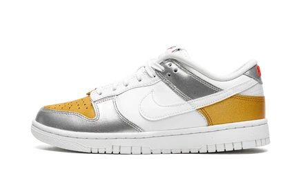 Женские кроссовки Nike Dunk Low, бело-золотистые