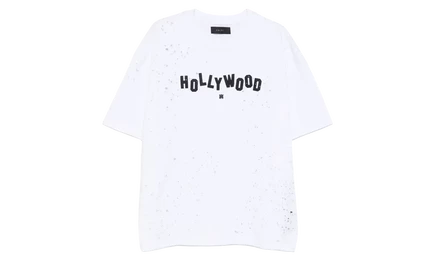 Мужская футболка Amiri Hollywood Logo Shotgun, бело-черная