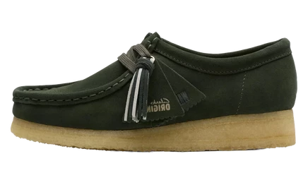 Женские ботинки Clarks Wallabee, замшевые, темно-зеленые