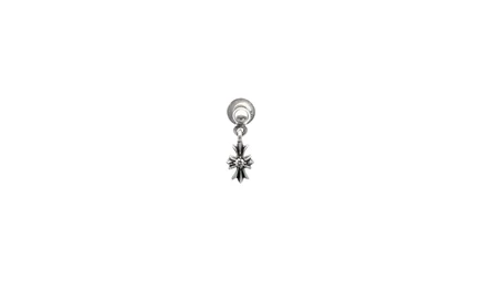 Серьга Chrome Hearts Tiny E Cross, серебро с бриллиантом