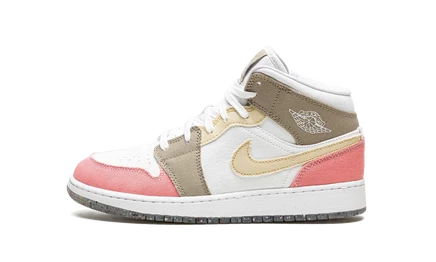 Детские кроссовки Jordan 1 Mid GS «Pastel Vivid Green Grind»