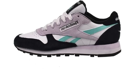 Женские кроссовки reebok classic leather, бело-бирюзово-черные