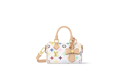 Женская мини-сумка Louis Vuitton Nano Speedy Takashi Murakami, белая мультиколор