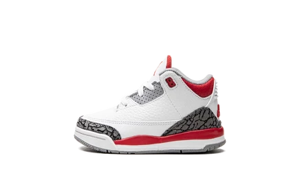 Детские кроссовки Jordan 3 Retro «Fire Red», красно-белые