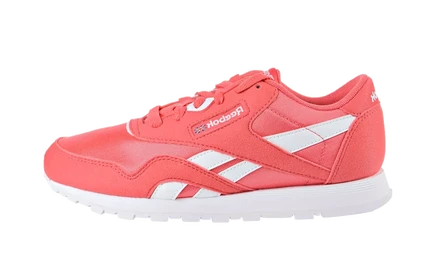 Детские кроссовки Reebok Classic Leather Nylon GS, розово-белые