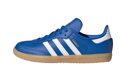 Детские кроссовки Adidas Samba OG PS «Blue Cloud White Gum», голубые
