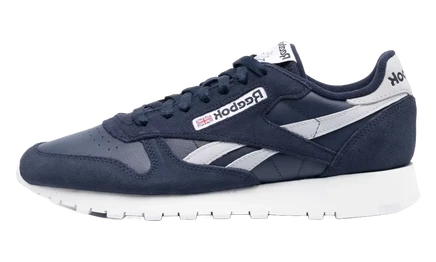 Кроссовки reebok classic leather, темно-синие/серые